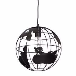 Relaxdays Hanging Lamp with Sphere, 1 bulb(s), LED, E27, Black