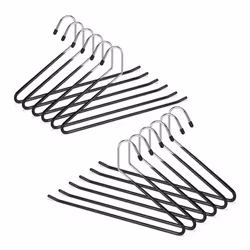 Relaxdays Black Non-Slip Trouser Hanger Set, Iron, Plastic, Black, Silver, 1 pc(s), 350 mm, 50 mm, 180 mm