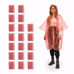 Relaxdays 10047277_47, Rain coat, Unisex, Adult, Polyethylene, Red