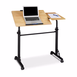Relaxdays Large laptop desk with 2 worktops, Straight, Rectangular shape, MDF, Steel, Home office, Black