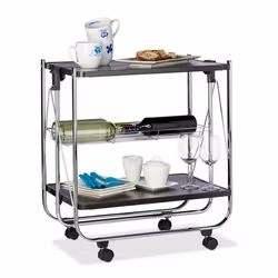 Relaxdays Foldable kitchen trolley, Rectangular, Black, Silver, Metal, Steel, 685 mm, 405 mm