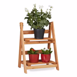 Relaxdays Wooden Flower Display Rack, Rack shelf, Freestanding, Wood, Wood, Universal, 15 kg