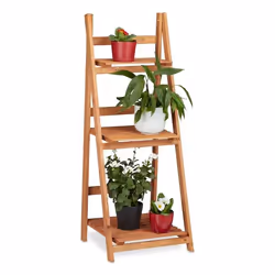Relaxdays Wooden Flower Display Rack, Plant stand, Wood, Wood, Indoor, 2300 kg, 3 shelves
