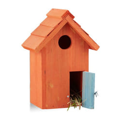 Relaxdays 10020734_57 bird feeder Orange Metal, Wood Hanging