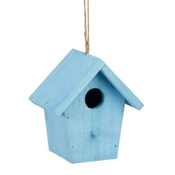 Relaxdays 10020732_45 bird feeder Light Blue Wood Hanging