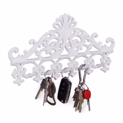 Relaxdays Iron Coat Racks, Wall-mounted, Iron, 5 hook(s), White, 5 kg, Adults