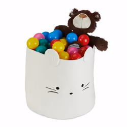 Relaxdays Children's Storage Basket, Storage basket, White, Round, Cotton, Monochromatic, Children's room