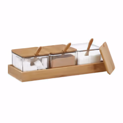 Relaxdays 10041599_50, Spice jar, Light brown, Transparent, Bamboo, Plastic, 0.4 L, Detachable lid, 300 mm