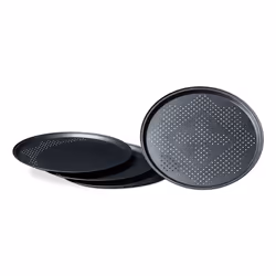 Relaxdays Pizza Trays Set, Pizza pan, Black, Iron, 32 cm, 1.3 cm