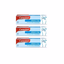 3x Canesten Dual Action 1% w/w Cream Treatment For Athlete's Foot - 15g