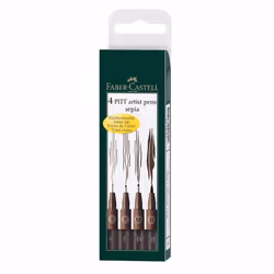 Faber-Castell Pitt Artist Pen Wallet Sepia (4 Sizes)