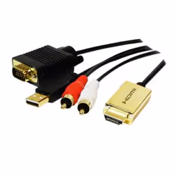 LogiLink CV0052A, 2 m, HDMI, VGA (D-Sub) + RCA, Male, Male, Gold