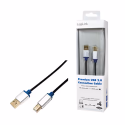 LogiLink 2m, USB2.0-A/USB2.0-B USB cable USB A USB B Black - Additional view 4