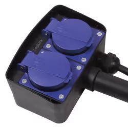 LogiLink LPS214 power extension 2 m 2 AC outlet(s) Outdoor Black, Blue - Additional view 4