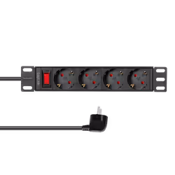 10" PDU 4-way German socket. with switch