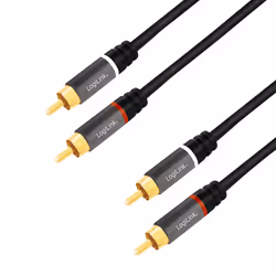 LogiLink CA1201, 2 x RCA, Male, 2 x RCA, Male, 0.5 m, Black