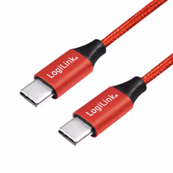 LogiLink CU0155, 0.3 m, USB C, USB C, USB 2.0, Black, Red