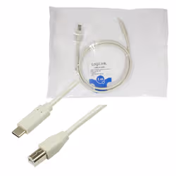 LogiLink CU0160 USB cable USB 2.0 1 m USB C USB B 0.48 Gbit/s White - Additional view 5