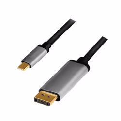 LogiLink CUA0100, DisplayPort, USB 3.2 Gen1 Type-C, 1.8 m, Black, Grey