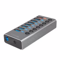 LogiLink UA0387, USB 3.2 Gen 1 (3.1 Gen 1) Type-B, USB 3.2 Gen 1 (3.1 Gen 1) Type-A, 5000 Mbit/s, Grey, Aluminium, 60 W