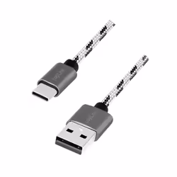 Product information "USB 2.0 Type-C cable set. C/M to USB-A/M. alu. nylon. white/black" from LogiLinkPremium nylon ...