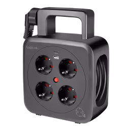 Power Cable Reel 5m. 4 sockets. w/ USB-A & USB-C 20W. IP20