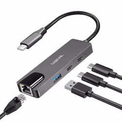 LogiLink UA0432 laptop dock/port replicator Wired USB 3.2 Gen 1 (3.1 Gen 1) Type-C Grey
