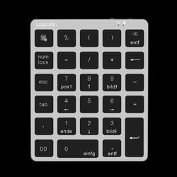 LogiLink Keypad. BT 5.0. 28 keys. aluminum. grey