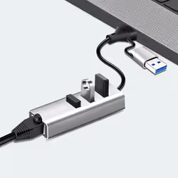 LogiLink USB 3.0 hub, 4x USB-A, 5 Gbit/s, 2-in-1 connection cable, silver - Additional view 2