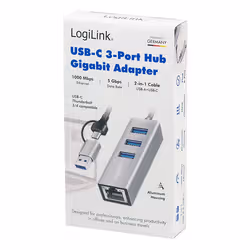 LogiLink USB 3.0 hub, 4x USB-A, 5 Gbit/s, 2-in-1 connection cable, silver - Additional view 4