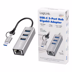 LogiLink USB 3.0 hub, 4x USB-A, 5 Gbit/s, 2-in-1 connection cable, silver - Additional view 5