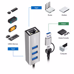 LogiLink USB 3.0 hub, 4x USB-A, 5 Gbit/s, 2-in-1 connection cable, silver - Additional view 8