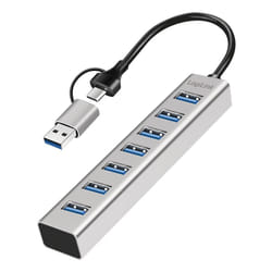 LogiLink USB 3.0 hub, 4x USB-A, 5 Gbit/s, 2-in-1 connection cable, silver
