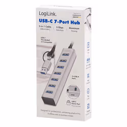 LogiLink USB 3.0 hub, 4x USB-A, 5 Gbit/s, 2-in-1 connection cable, silver - Additional view 3