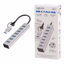 LogiLink USB 3.0 hub, 4x USB-A, 5 Gbit/s, 2-in-1 connection cable, silver - Additional view 4
