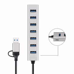 LogiLink USB 3.0 hub, 4x USB-A, 5 Gbit/s, 2-in-1 connection cable, silver - Additional view 5