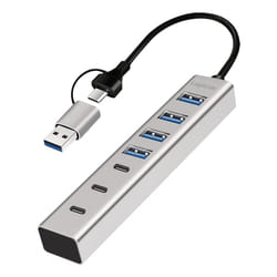 LogiLink USB 3.0 hub, 4x USB-A, 5 Gbit/s, 2-in-1 connection cable, silver