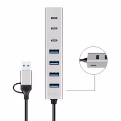 LogiLink USB 3.0 hub, 4x USB-A, 5 Gbit/s, 2-in-1 connection cable, silver - Additional view 2