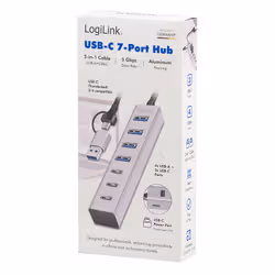 LogiLink USB 3.0 hub, 4x USB-A, 5 Gbit/s, 2-in-1 connection cable, silver - Additional view 4