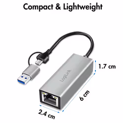 LogiLink UA0238B cable gender changer RJ45 USB Type-C/Type-A Grey - Additional view 4