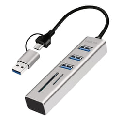 LogiLink USB 3.0 hub, 4x USB-A, 5 Gbit/s, 2-in-1 connection cable, silver
