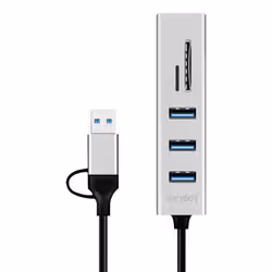 LogiLink USB 3.0 hub, 4x USB-A, 5 Gbit/s, 2-in-1 connection cable, silver - Additional view 2