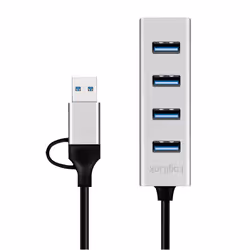 LogiLink USB 3.0 hub, 4x USB-A, 5 Gbit/s, 2-in-1 connection cable, silver - Additional view 2