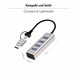 LogiLink USB 3.0 hub, 4x USB-A, 5 Gbit/s, 2-in-1 connection cable, silver - Additional view 4