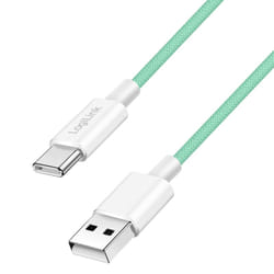 LogiLink USB 2.0 Type-C cable, C/M to A/M, nylon jacket, 60W, green, 1.5 m