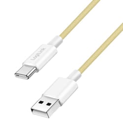 LogiLink USB 2.0 Type-C cable, C/M to A/M, nylon jacket, 60W, yellow, 1.5 m