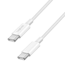 LogiLink USB 2.0 Type-C cable, C/M to C/M, nylon jacket, 60W, white, 1 m