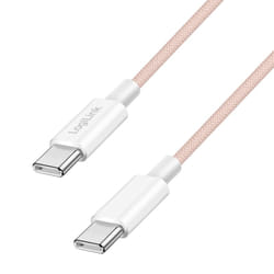 LogiLink USB 2.0 Type-C cable, C/M to C/M, nylon jacket, 60W, pink, 1 m