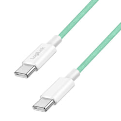 LogiLink USB 2.0 Type-C cable, C/M to C/M, nylon jacket, 60W, green, 1.5 m