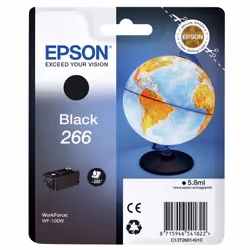 Epson Globe Singlepack Black 266 ink cartridge, Black, Pigment-based ink, 5.8 ml, 1 pc(s), 250 pages